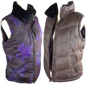Columbia Reversible Down Vest Coat Purple Brown